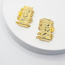 Gold-Plated 5-Strand Rectangle Box Clasp (Flower) 25.5x16mm (2sets)