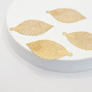Gold-tone Filigree Leaf Charm 39x21mm (8pcs)