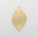 Gold-tone Filigree Leaf Charm 39x21mm (8pcs)