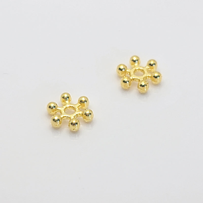 Gold-tone Daisy Spacers (6 Dots), 7.5mm (40pcs)