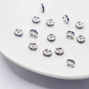 Silver-tone Rhinestone Spacers, Amethyst, 6mm (12pcs)