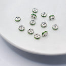 Silver-tone Rhinestone Spacers, Green, 6mm (12pcs)