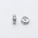 Silver-tone Rhinestone Spacers, Clear, 8mm (10pcs)
