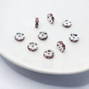 Silver-tone Rhinestone Spacers, Light Amethyst, 8mm (10pcs)