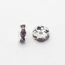 Silver-tone Rhinestone Spacers, Light Amethyst, 8mm (10pcs)