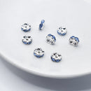 Silver-tone Rhinestone Spacers, Light Blue, 8mm (10pcs)