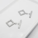White-Gold Plated Toggle Clasps (Swirls Square), 23.5mm (2sets)