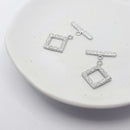 White-Gold Plated Toggle Clasps (Swirls Square), 23.5mm (2sets)