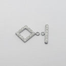 White-Gold Plated Toggle Clasps (Swirls Square), 23.5mm (2sets)
