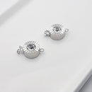 White-Gold Plated Crystal Box Clasp (Fluted Bezel), 11.5mm (2sets)