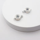 White-Gold Plated Crystal Box Clasp (Fluted Bezel), 11.5mm (2sets)