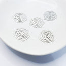 White-Gold Plated Filigree Rose Charm 23x21.5mm (8pcs)