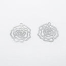 White-Gold Plated Filigree Rose Charm 23x21.5mm (8pcs)