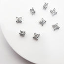 White-Gold Plated Hollow Cube Spacers (Dot), 5.5x4mm (15pcs)