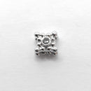 White-Gold Plated Hollow Cube Spacers (Dot), 5.5x4mm (15pcs)
