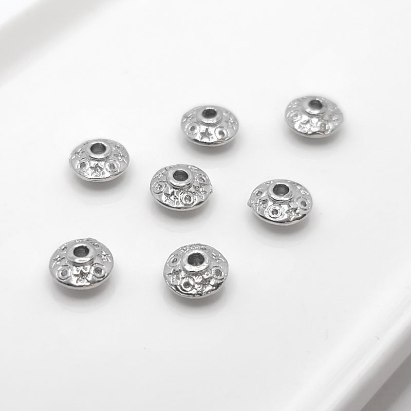 White-Gold Plated Saucer Spacers (Stars & Swirls), 5x9mm (10pcs)