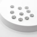 White-Gold Plated Daisy Spacers (7 Dots), 8mm (15pcs)