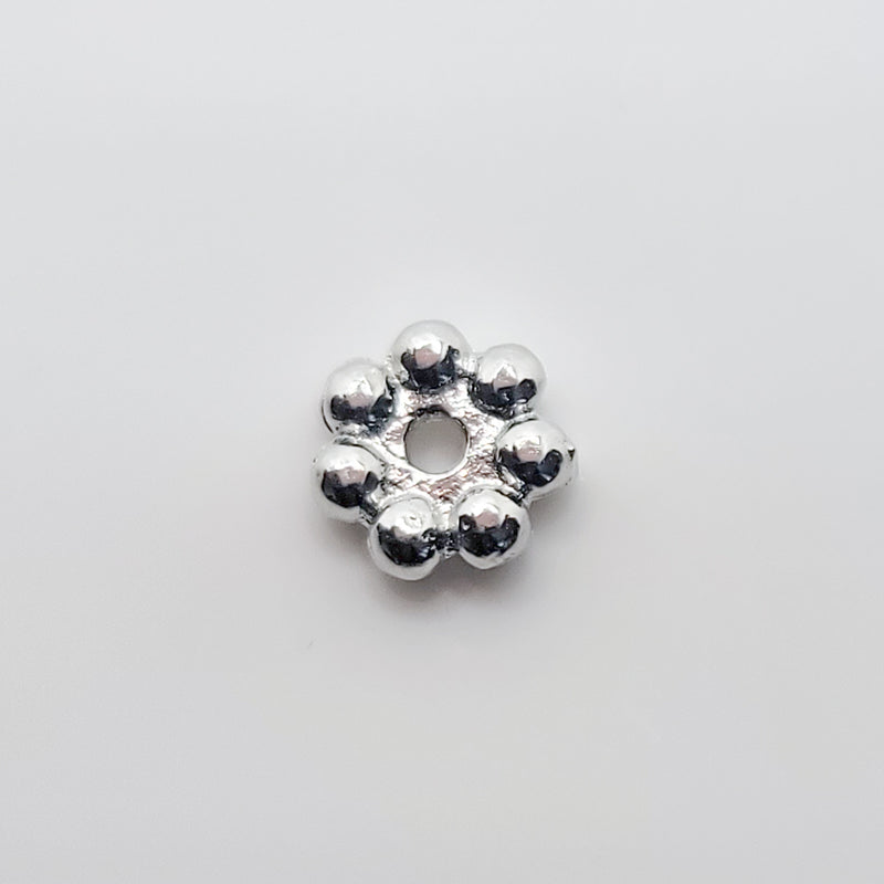 White-Gold Plated Daisy Spacers (7 Dots), 8mm (15pcs)