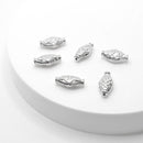 White-Gold Plated Puff Diamond Spacers (Patterned), 14x7mm (6pcs)