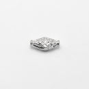 White-Gold Plated Puff Diamond Spacers (Patterned), 14x7mm (6pcs)