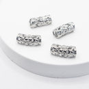 White-Gold Plated Large-hole Tube (Flower), 18mm (4pcs)