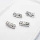 White-Gold Plated Large-hole Tube (Flower), 18mm (4pcs)