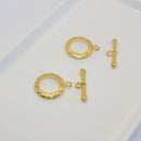 Gold-Plated Toggle Clasp (Patterned), 22mm (2sets)