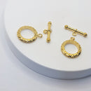Gold-Plated Toggle Clasp (Patterned), 22mm (2sets)