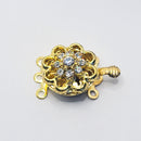 Gold-Plated 3-Strand Crystal Box Clasp (Floral) 16mm (2sets)