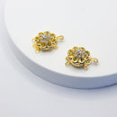 Gold-Plated 3-Strand Crystal Box Clasp (Floral) 16mm (2sets)