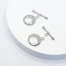 White-Gold Plated Toggle Clasp (Crystal), 18.5x14.5mm (2sets)