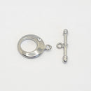 White-Gold Plated Toggle Clasp (Crystal), 18.5x14.5mm (2sets)