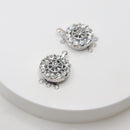White-Gold Plated 3-strand Box Clasps w/ Crystals (Round) 17mm (2sets)