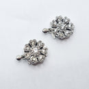 White-Gold Plated Crystal Box Clasp (Heart Coin) 15mm (2sets)