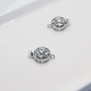 White-Gold Plated Crystal Box Clasp (Floral Coin) 17mm (2sets)