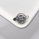 White-Gold Plated Crystal Box Clasp (Floral Coin) 17mm (2sets)