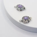 White-Gold Plated Oval Crystal Box Clasp (Lilac) 17.5x10mm (2sets)