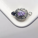 White-Gold Plated Oval Crystal Box Clasp (Lilac) 17.5x10mm (2sets)