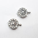 White-Gold Plated Crystal Box Clasp (Round) 17mm (2sets)