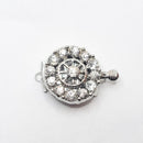 White-Gold Plated Crystal Box Clasp (Round) 17mm (2sets)