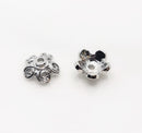 White Gold Plated Bead Caps, Swirl, 10.5mm (10pcs)