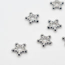 White-Gold Plated Daisy Spacers (Dotted Star), 9.5mm (15pcs)