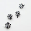 Gunmetal Crystal Studded Cube Charms, 10.5mm (4pcs)