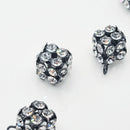 Gunmetal Crystal Studded Cube Charms, 10.5mm (4pcs)