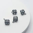 Gunmetal Crystal Studded Cube Charms, 10.5mm (4pcs)