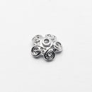White Gold Plated Bead Caps, Swirl, 10.5mm (10pcs)