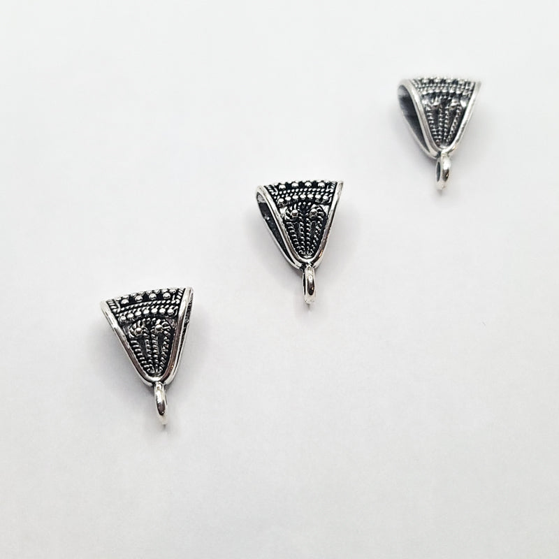 Antique Silver Bail (Dotted), 17x8mm (3pcs)