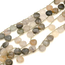 Green Skin Jasper Puff Pear Briolette 13mm