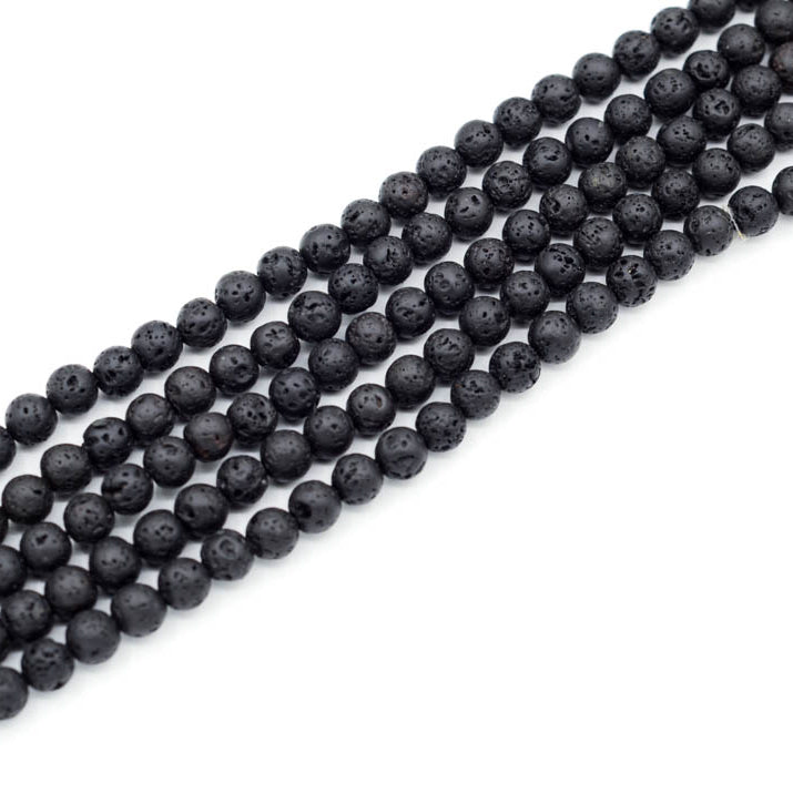 Black Lava Stone Round 6.5mm