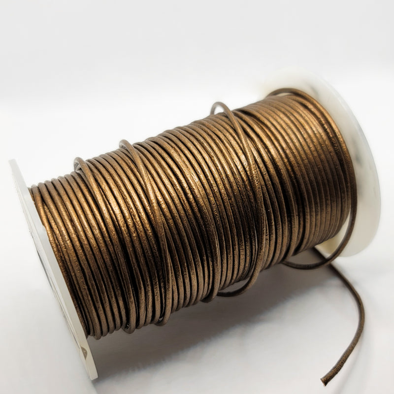 Leather Cord, Metallic Bronze 2.0mm, sold per metre